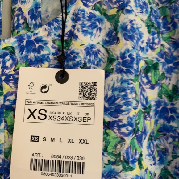 Zara women’s printed floral gathered blouse tops - Picture 10 of 16